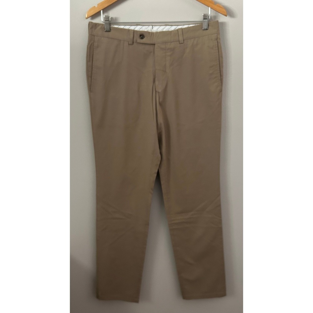 Jack Victor Pants Mens 34 Khaki Tan Crossover Chinos‎ Wool Blend Stretch Modern